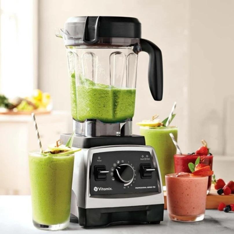 Blendtec commercial blender in a modern kitchen setup